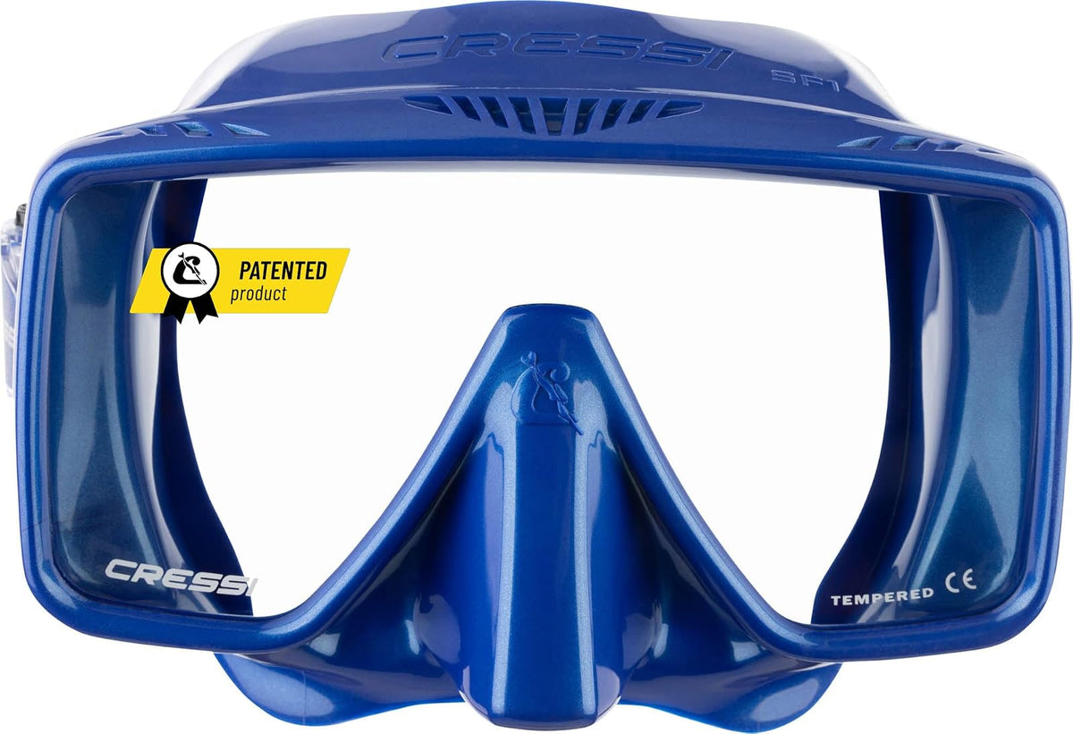 Cressi Máscara de Buceo para Adultos sin Marco: Amplia Visibilidad, Falda de Silicona: SF1: Calidad Desde 1946 - Azul
