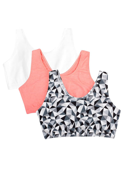 Fruit of the Loom Brasier Deportivo de Algodón para Mujer - Caleidoscopio - Blanco - Durazno - 44