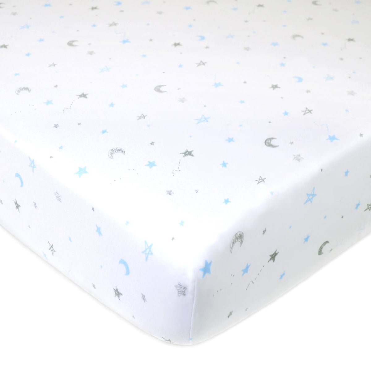 American Baby Company Sábana Ajustable de Cuna, Estrellas Rosas - Estrellas azules y luna