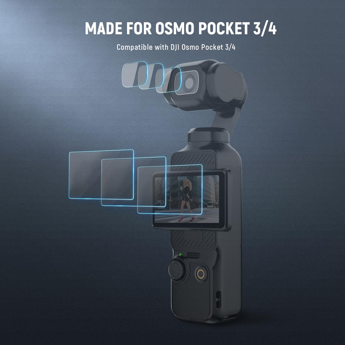 NEEWER Pantalla Protectores Kit (Paquete de 3) Compatible con DJI Osmo Pocket 4 y 3 y Xtra Muse Creator Combo Accesorios, 9H HD Protectora Vidrio Película para Pantalla Táctil & Gimbal Cámara Objetos, CA140