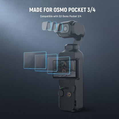 NEEWER Pantalla Protectores Kit (Paquete de 3) Compatible con DJI Osmo Pocket 4 y 3 y Xtra Muse Creator Combo Accesorios, 9H HD Protectora Vidrio Película para Pantalla Táctil & Gimbal Cámara Objetos, CA140
