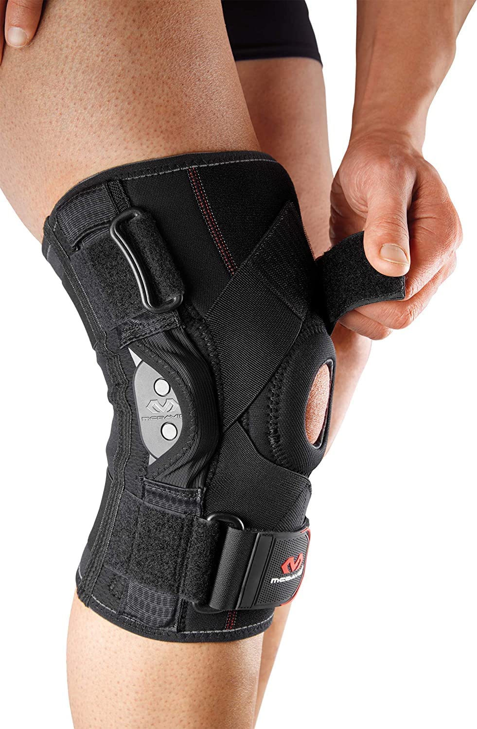McDavid Rodillera articulada, con correas cruzadas Negro X-large