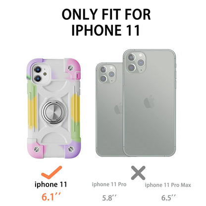 MARKILL Funda Compatible con iPhone 11 de 6.1 Pulgadas con Soporte de Anillo Giratorio de 360°, protección contra caídas de Grado Militar, Funda Protectora 3 en 1 (Blanco arcoíris) (116.1-1)