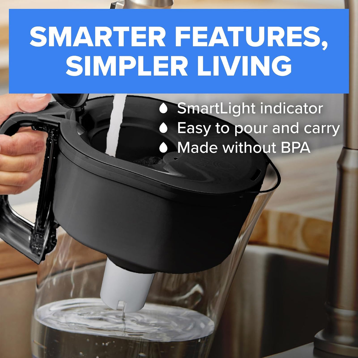 Brita - Jarra de filtro de agua para llave y agua potable con 1 filtro estándar, dura 2 meses, capacidad de 6 tazas, sin BPA, rojo