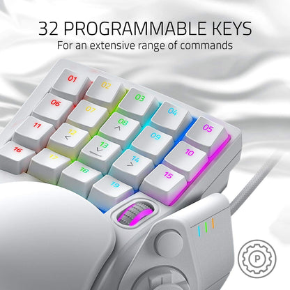 Razer Tartarus Pro Gaming Keypad: Mercury White | Disparador rápido, funcionamiento ajustable, 32 teclas programables, macro personalizables, iluminación Chroma RGB