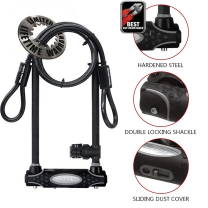 Master Lock Bloqueo en U Resistente con Cable de Extremo para Exteriores