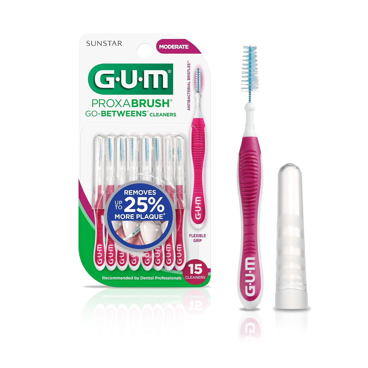 GUM Proxabrush Go-Betweens Cepillos Interdentales Ultra Apretado 15 Piezas - 15 Count (Pack of 1) - Rojo -
