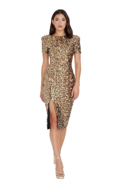 Dress the Population Natasha Vestido Midi Bodycon Vestido para ocasión Especial Mujer