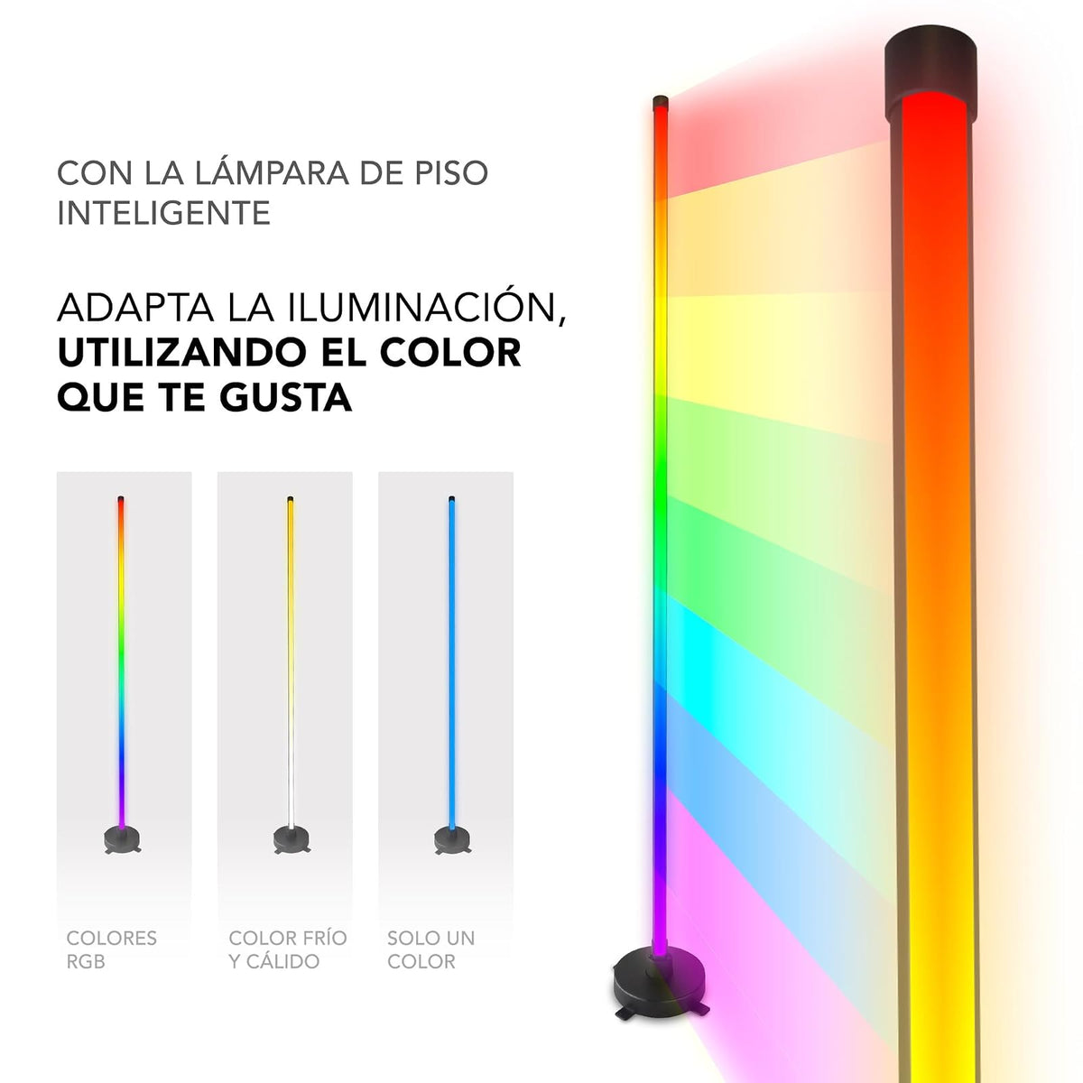 Lloyd's Lámpara de Piso Inteligente RGBIC App Música 400 lm | control desde la App 400 lm, luz cálida y fría, programa horarios, 168 LEDs 10,000 h de Vida