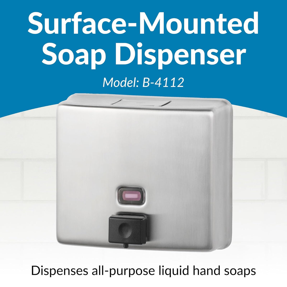 Bobrick 4112 ConturaSeries - Dispensador de jabón de superficie (acero inoxidable satinado, 40oz)