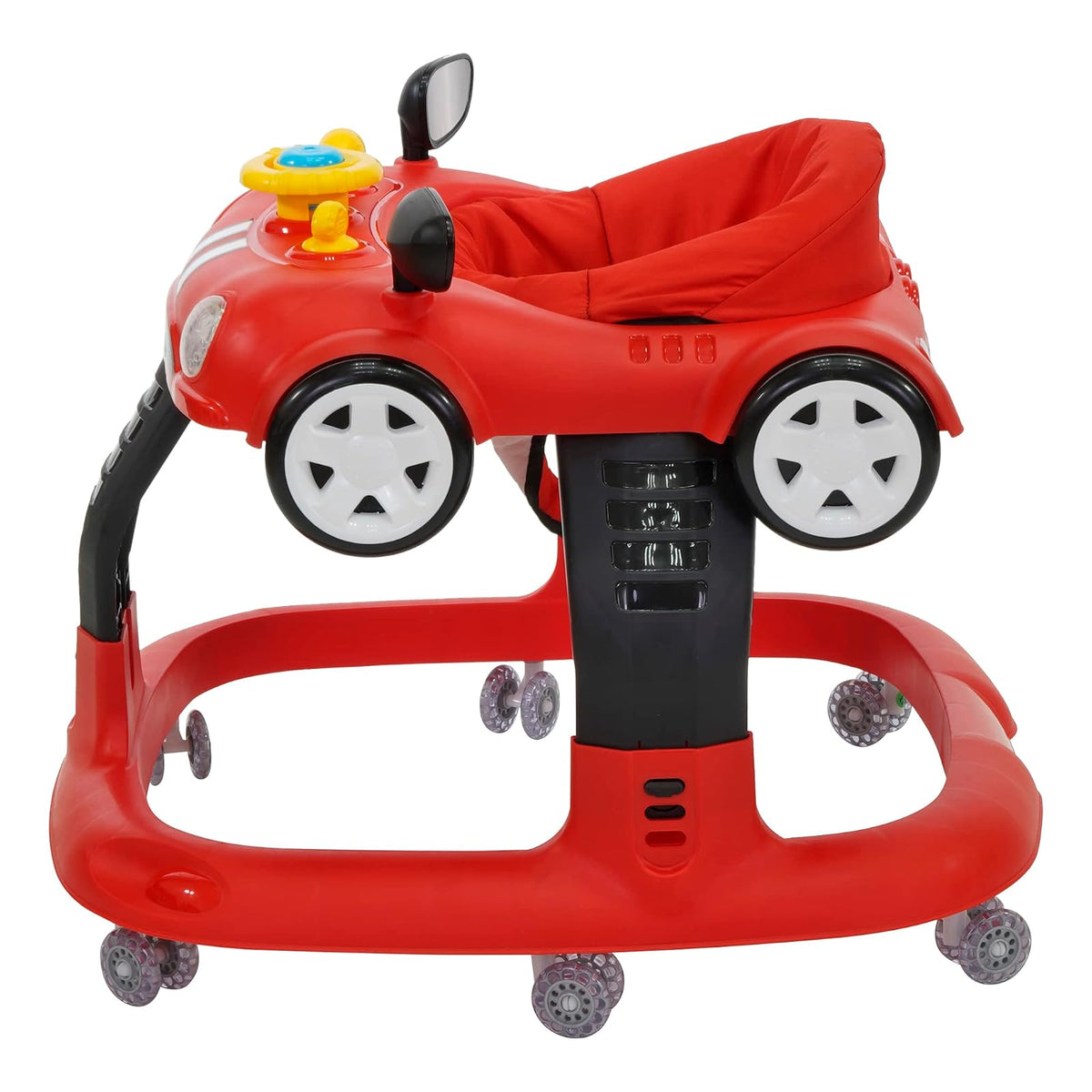 PRINSEL | Andadera Auto Boy LX para bebés Roja, Tablero Didáctico y Luces