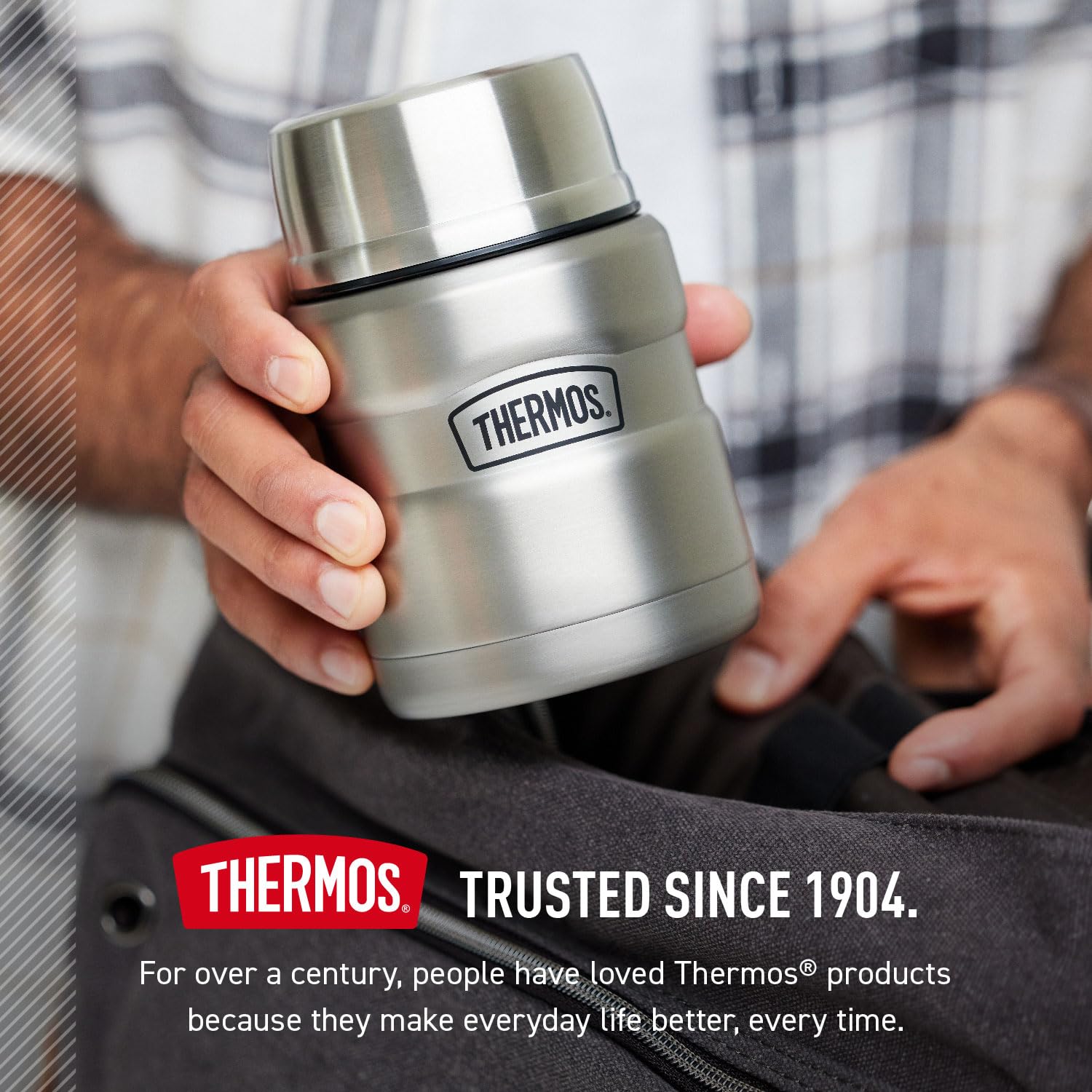 Thermos - Tarro de comida de acero inoxidable King de 16 onzas, Acero inoxidable, 16 oz, 1