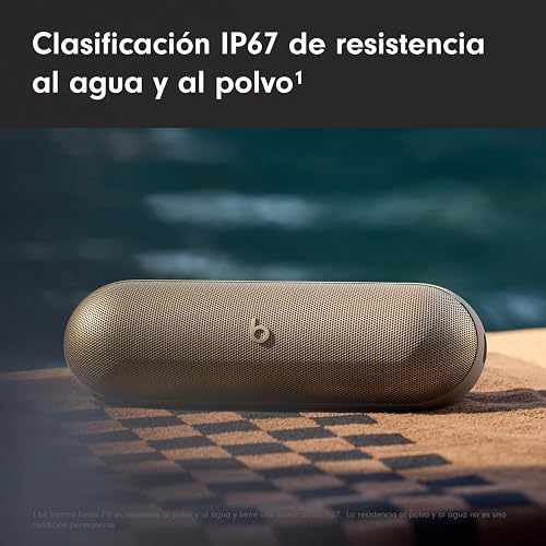 Beats Pill (Última versión)– Altavoz Bluetooth portátil, hasta 24 Horas de batería, Resistente al Agua, Compatible con Apple y Android, Sonido Potente para el hogar, Exteriores y Viajes– Champán