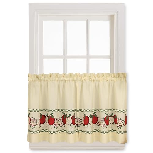CHF & You Red Delicious Country Apples - Juego de Cortinas de Ventana de 3 Piezas, Color Marfil, 56 x 24 Pulgadas
