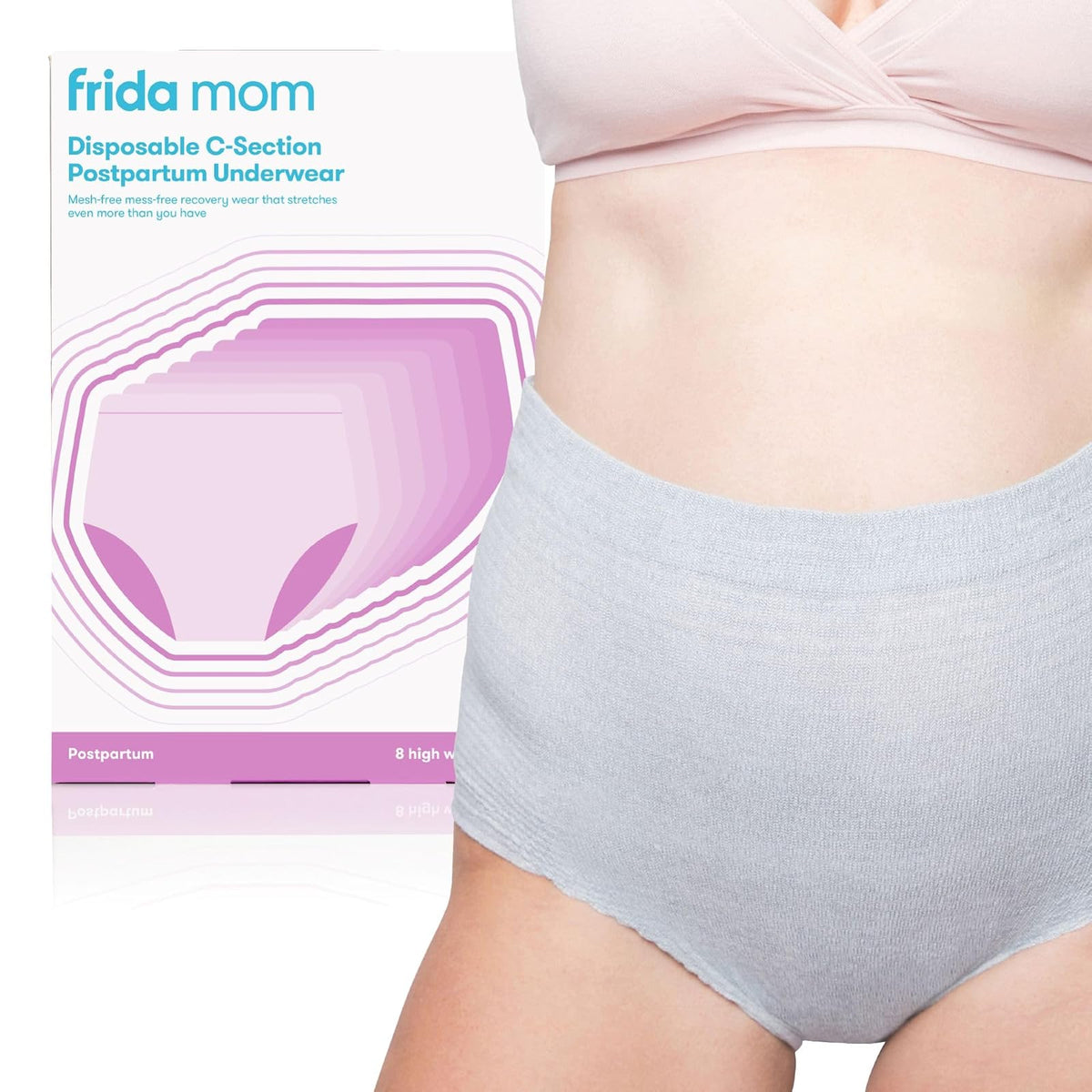 Frida Mom Calzones Desechables Posparto Tipo Short, Paquete de 8 - Petite High Waist