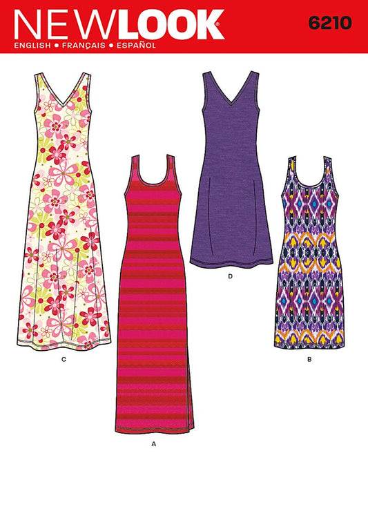 Simplicity Creative Patterns New Look 6210 Vestido de Punto para Mujer en Dos Longitudes, A (10-12-14-16-18-20-22)