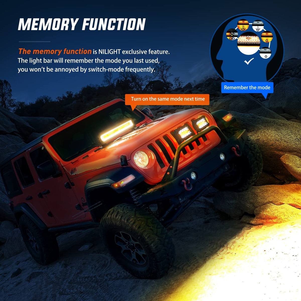Nilight 20Inch 420W LED Light Bar 2PCS 4Inch 60W Light Pods Amber White Strobe 6 Modes Memory Function Reset Function Off Road Truck with 16AWG Wiring Harness Kit-3 Lead, 2 Years Warranty
