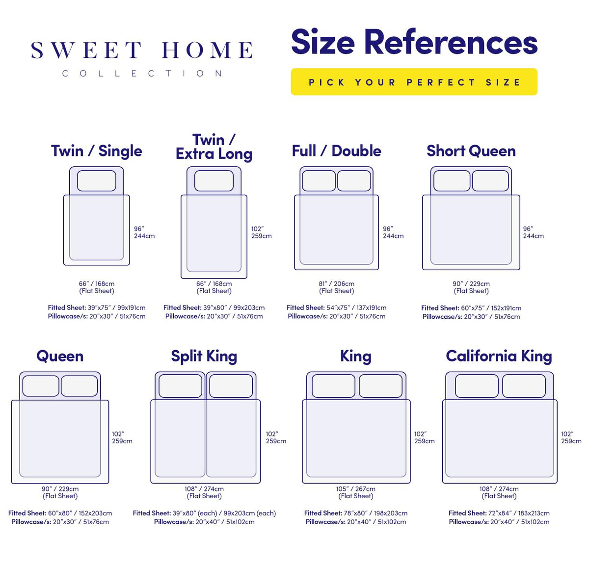 Sweet Home Collection Juego de sábanas de Franela cálidas y acogedoras con Bolsillo Profundo Transpirable para Todas Las Estaciones con Fundas Ajustadas, Planas y de Almohada, Queen, Azul Marino