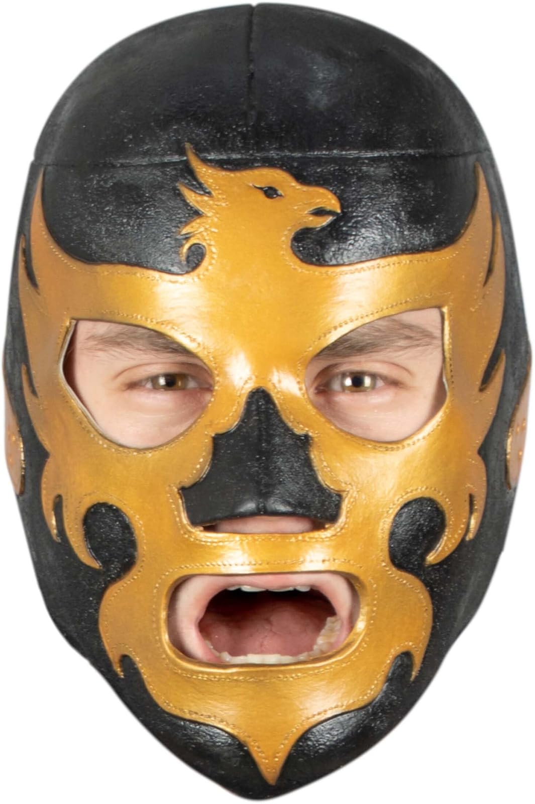 REV Máscara De Luchador Mexicano Leyenda Dorada Para Adulto, Diseño Negro Y Dorado Enmascarado De Lucha Libre, Ideal Para Halloween, Eventos Deportivos, Cosplay, Porras Y Partidos