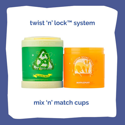 Whiskware Harry Potter - Recipientes apilables para aperitivos para niños y niños, 3 tazas apilables para la escuela y los viajes, juego de casa, paquete de 2 unidades