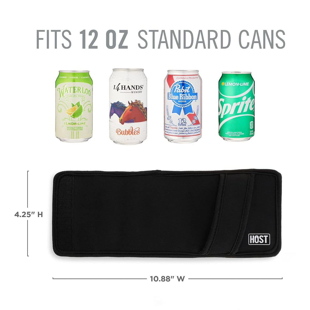 Host Insta-Chill - Enfriador de latas de gel y bolsa de hielo flexible para latas regulares de 12 onzas, color negro