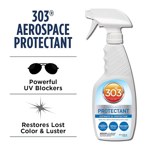 303 Productos (30308CSR) Spray protector UV para vinilo, plástico, goma, fibra de vidrio, cuero y más - Repelente de polvo y suciedad - No tóxico, acabado mate, 16 onzas líquidas oz., Blanco