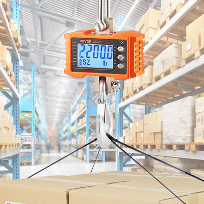 VEVOR Báscula industrial colgante de 1000 kg resistente digital con mando a distancia, báscula de carga, carcasa de aluminio fundido, pantalla LCD de alta precisión para construcción, fábrica, granja