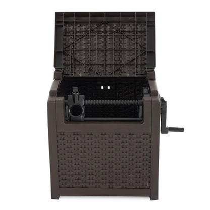 Carrete de manguera Suncast con guía de manguera Smart Trak, conexión hermética, construcción de resina duradera, capacidad de manguera de 225 pies, café, fabricado en los Estados Unidos