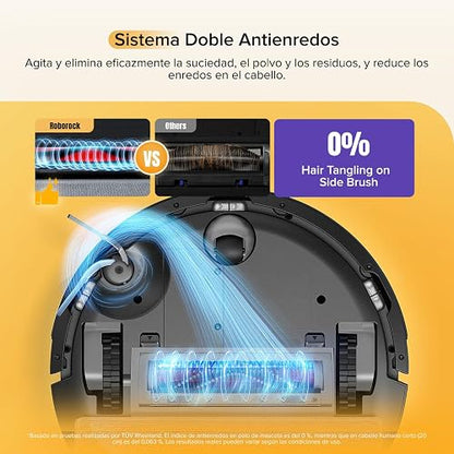 roborock Q7 M5 Robot Aspirador y Trapeador, Succión HyperForce de 10,000 Pa, Sistema Doble Antienredos, Mopa Controlada por Aplicación, Navegación LiDAR, para Pelo y Alfombras (Negro)​