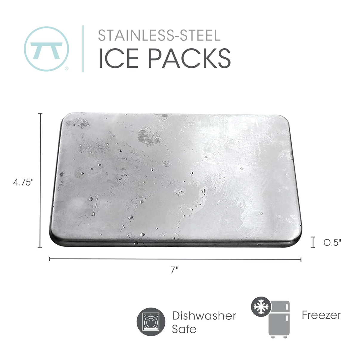 Outset - Paquetes de Hielo de Acero Inoxidable, Juego de 2 Paquetes de Hielo de Viaje, 7 x 4.7 x 0.5 Pulgadas
