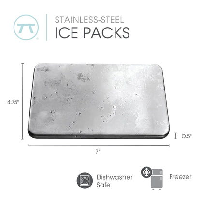 Outset - Paquetes de Hielo de Acero Inoxidable, Juego de 2 Paquetes de Hielo de Viaje, 7 x 4.7 x 0.5 Pulgadas
