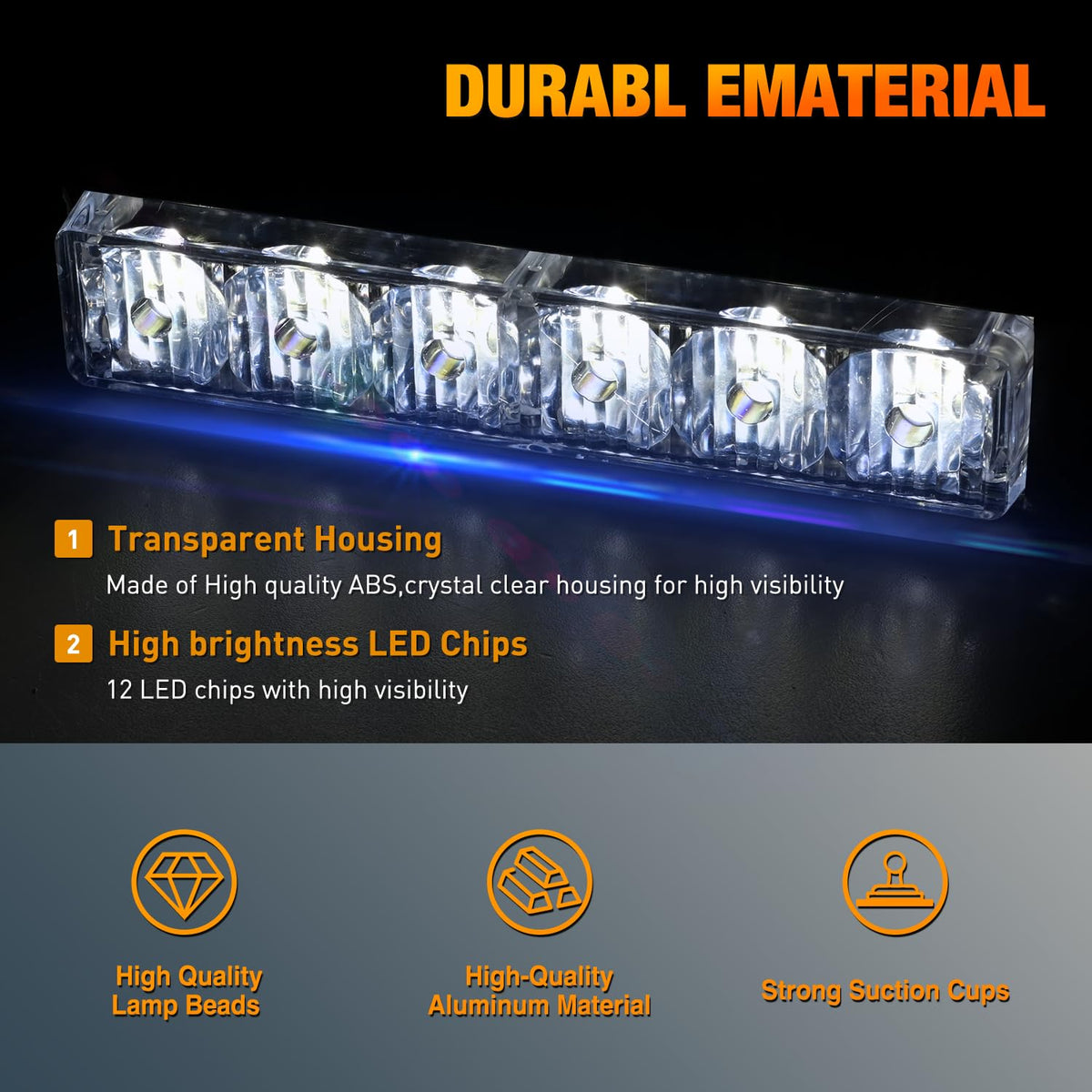 Nilight 12LEDTraffic Advisor - Luces estroboscópicas 2 en 1 Blancas de Advertencia de Emergencia, Peligro, salpicadero, luz Intermitente para Automóviles, Camiones, policía, Bombero, arado, vehículos de