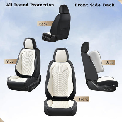 Coverado Fundas de Asiento de Piel, Juego Completo de Fundas de Asiento de Automóvil, Funda de Asiento de Automóvil de Piel de napa Impermeable, Protectores de Asiento de Automóvil, 5 Asientos, Fundas de Asiento