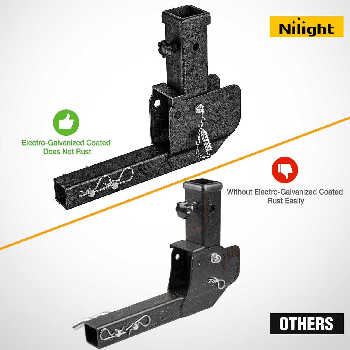 Nilight - Extensión plegable de enganche de remolque de 16.5 pulgadas, compatible con adaptador de transporte de carga para silla de ruedas, receptor de 2 pulgadas, enganche de remolque de 500 libras,