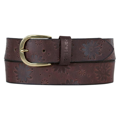 Eddie Bauer Cinturón de piel con dientes florales Cinturón para Mujer