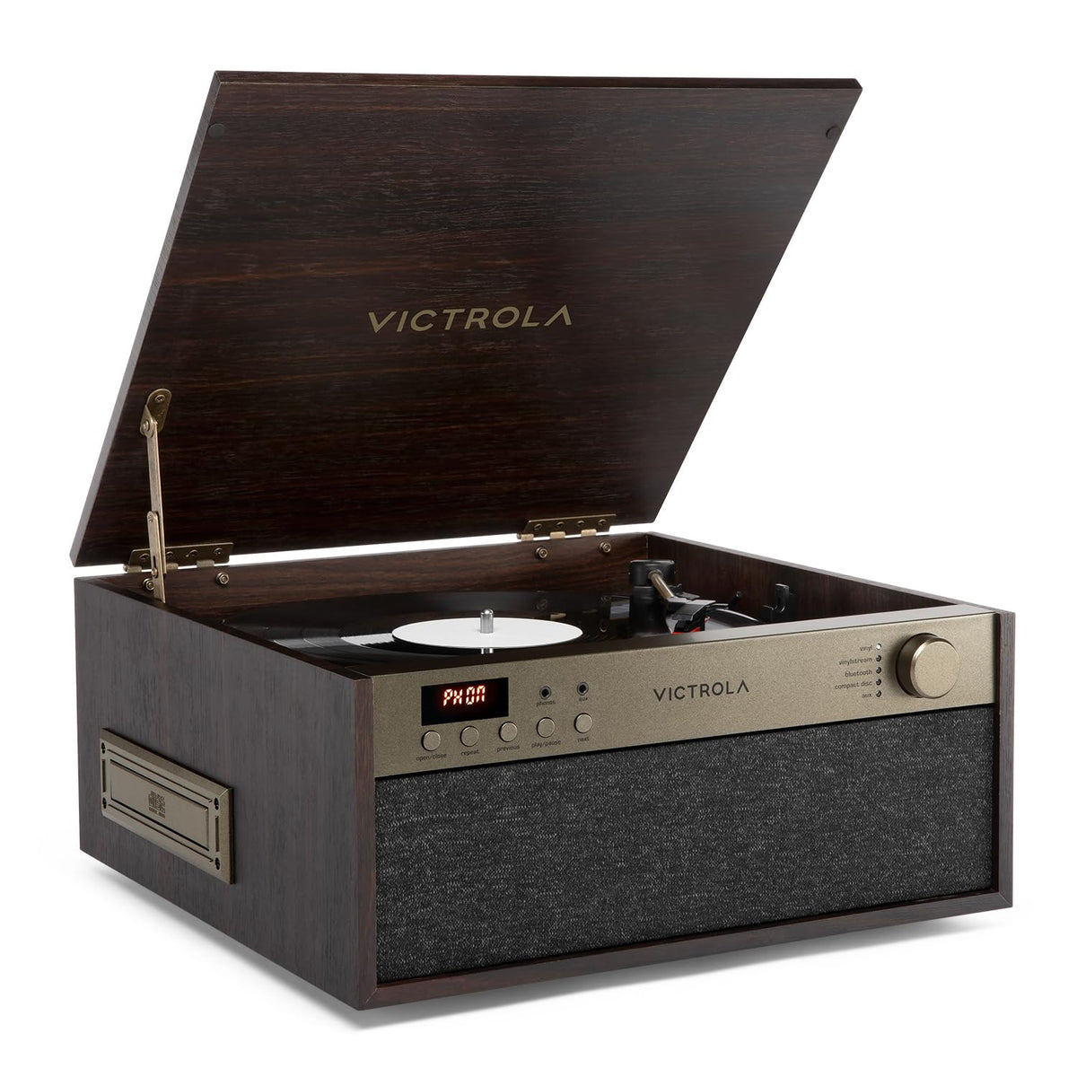 Victrola Century Tocadiscos Bluetooth 6 en 1, Reproduce Vinilo, CD y Casete - Espresso