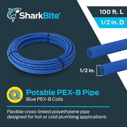 Sharkbite u860b100 Tubo de PEX, 13 mm x 30.5 m), 100-Foot, Azul