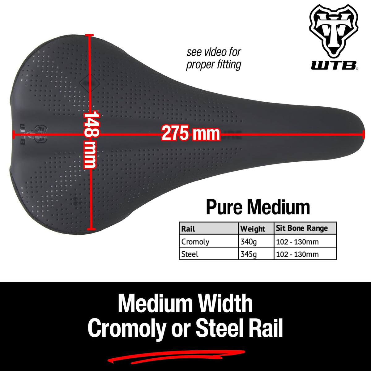 WTB Sillín Pure Medium Black