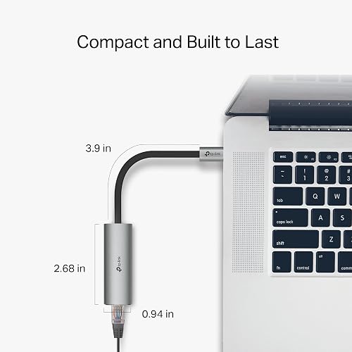 TP-Link - Adaptador USB C a Ethernet, Adaptador de Red Plug & Play de 2.5 G, Tipo C a RJ45, Funda de aleación de Aluminio, Compatible con Thunderbolt 4/3 para MacBook Pro/Air, iPad, iPhone 16 Pro/MAX
