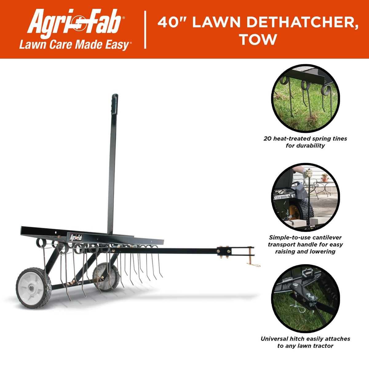 Agri-Fab 40 Pulgadas Tine Tow Dethatcher 45-0294, Negro