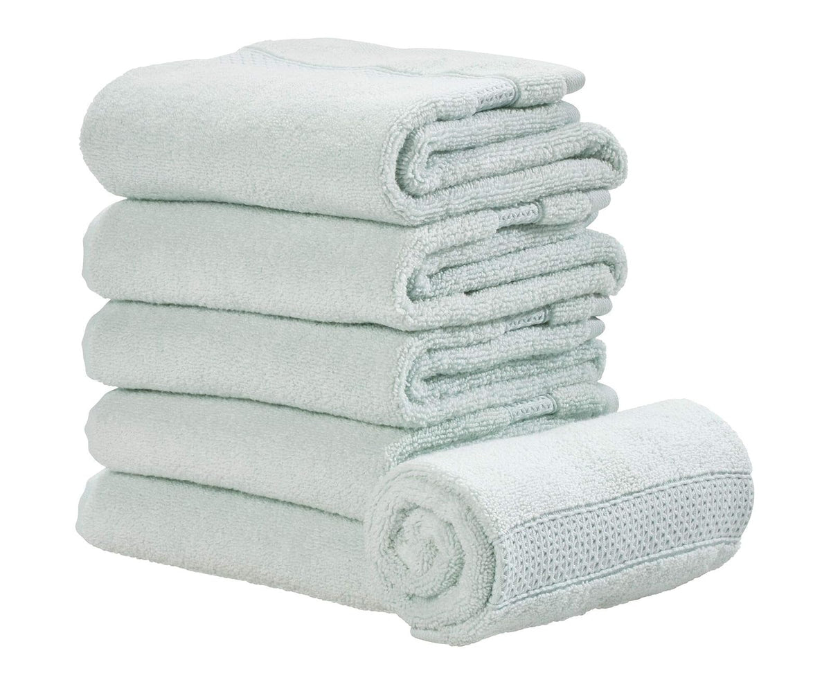 iDesign SPA Hand Hanging Loop, 100% Cotton Soft Absorbent Machine Washable Towel for Bathroom, Shower, Tub, Set of 6, Blue
