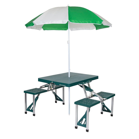 Stansport - Combo de Mesa de Picnic y Paraguas - Verde (G-915)