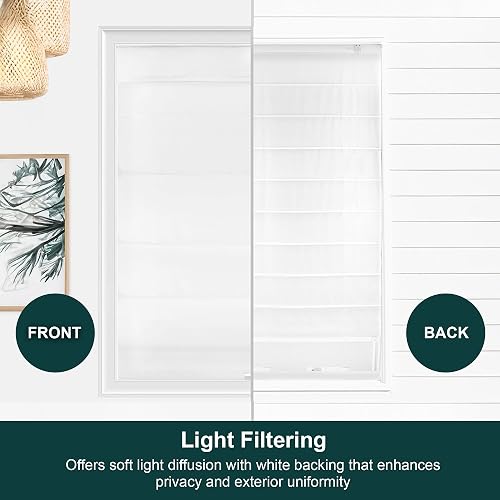 CHICOLOGY persianas Romanas inalámbricas de Chocolate Belga, Contemporáneo, Belgian Snow (Privacy & Light Filtering), 27" W X 64" H, 1