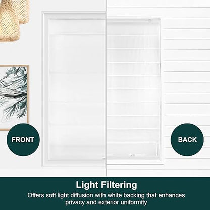 CHICOLOGY persianas Romanas inalámbricas de Chocolate Belga, Contemporáneo, Belgian Snow (Privacy & Light Filtering), 27" W X 64" H, 1