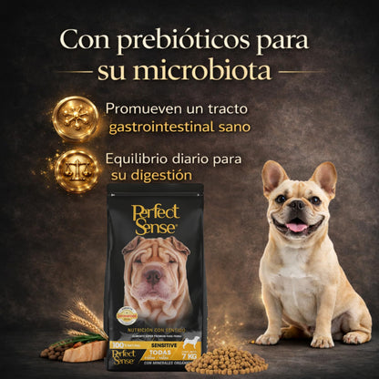 Perfect Sense Sensitive Alimento Seco para Perros Adultos con Piel y Digestión Sensible, Salmón y Pollo, 7 kg
