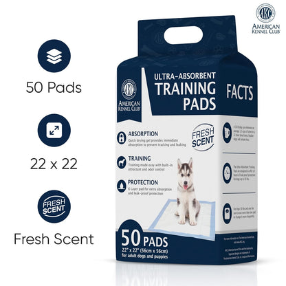 AKC - almohadillas para orejas de entrenamiento, Aroma fresco, 22'' x 22'' - Pack of 50