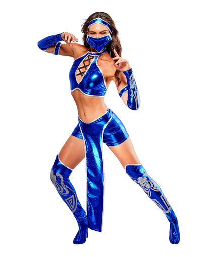 Secret Wishes Disfraz Kitana Mortal Kombat para mujer, Azul/Patchwork, S