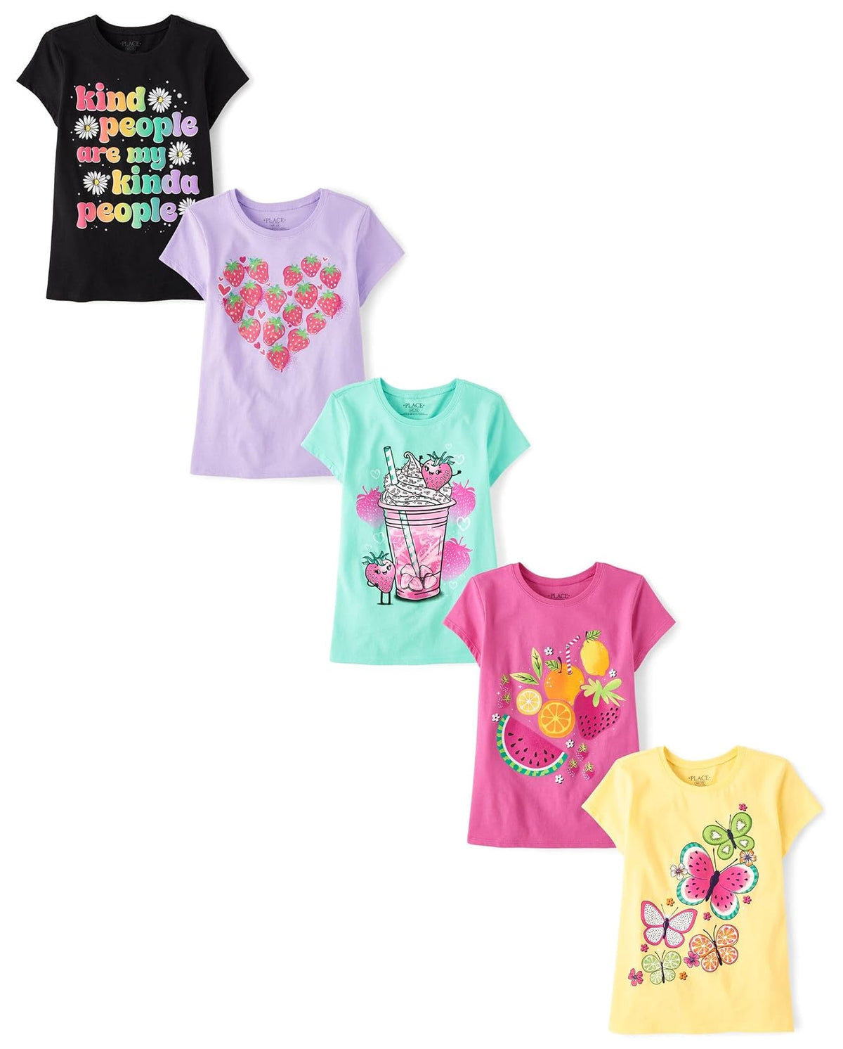 The Children's Place Playeras Estampadas de Manga Corta para Niña - XS - Alimentos deliciosos
