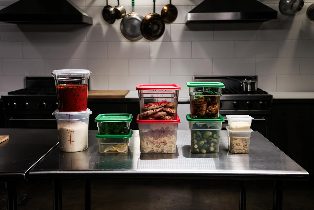Cambro Contenedor Cuadrado 4 Cuartos Translúcido con Tapa Verde