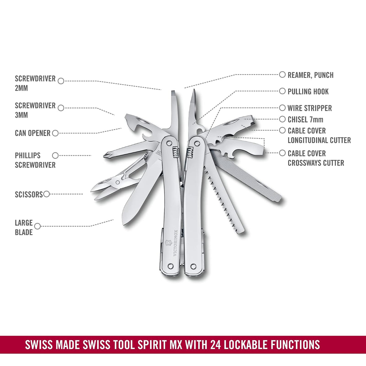 Victorinox Swiss Tool Spirit MX Multiherramienta 24 Funciones con Funda Nylon